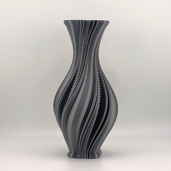 Resplendence Vase 3D printed in Industrial Grey glossy filament