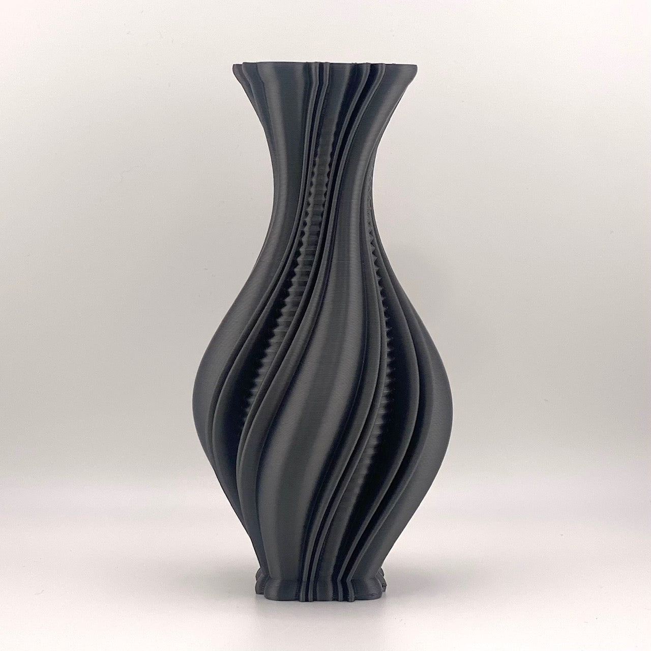 Resplendence Vase 3D printed in Night Sky Black glossy filament